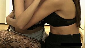 Oh man, check out this busy pissy bathroom scene with brunette lesbians kissing and using toys in pantyhose!