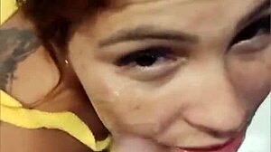 imagine the tease as she takes that cumshot facial right inside the cruise ship after intense blowjob