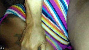 Daddy dominates his little 18+ slut with a massive black monster cock in wet action