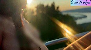 I feel so alive with nipple touches in this beautiful paradise setting as a pretty hungarian brunette enjoys the outdoors