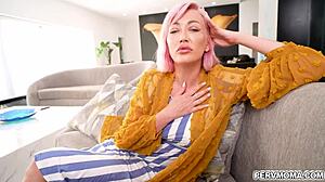 Adira Allure Feels Thrilled Helping Allen Swift Jerk Off on Raging Cock with Blowjob