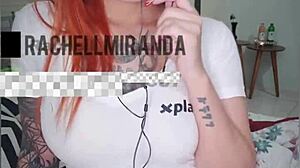 Brazilian Latina pornstar Rachell Miranda invites jerking off to cum on her ass