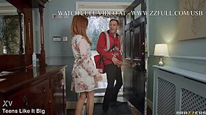 Why does Ella Hughes take cumshot in her mail slot with blowjob and facial from British wife in dress