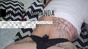 Brazilian Latina pornstar Rachell Miranda invites jerking off to cum on her ass