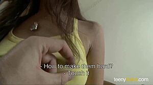 Watch this slim tight teen 18+ blonde babe finger her petite pussy to orgasm!