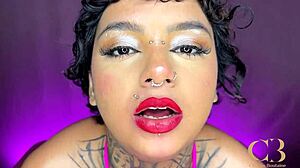 Watch this petite Brazilian latina ride big black cock raw! She takes rough anal bareback with cute pierced nipples.