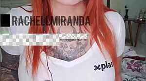 Brazilian Latina pornstar Rachell Miranda invites jerking off to cum on her ass