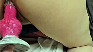 Hey, check this out - impregnated by a fantasy dog dildo in bent over blonde chubby creampie action! 🐶💦