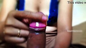 adik ipar needs cum for college task with indonesian handjob close up on natural tits