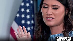 Stepdaughters Charlotte Mae and Lola Aiko CAUGHT in TABOO PUNISHMENT turned wild PRIZE on sofa!