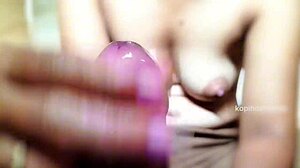 adik ipar needs cum for college task with indonesian handjob close up on natural tits