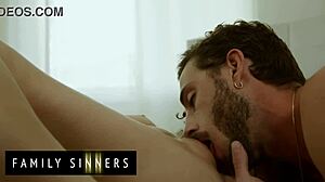 Stepsis and stepbro finally give in to their attraction. They fuck hard in bed with blowjobs and wet pussy action! 😈🔥