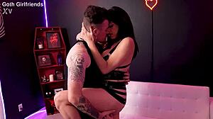 Little Puck loves licking big tits and spanking as goth girlfriend! She's all about cock and cum!