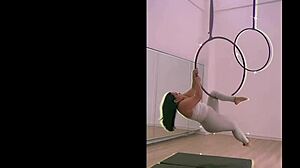 pinay shows off pole dancing skills in heels and aerial hoops routine