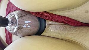 Pumped hairy pussy squirts outdoors then gets filled with cum from big black cock