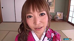 I watched this asian bitch show her kimono before she got fucked doggystyle by hung guy