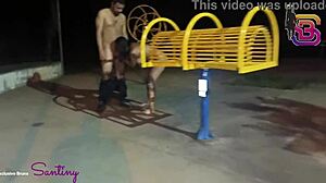 Intense Emotions as Safada from Goiânia Bends Over in Square for Huge Cock Blowjob