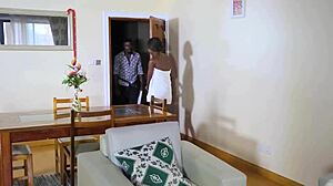 African Top Model Takes Cum on Ass After Blowjob, Doggystyle, and Handjob in Hard Interracial Action