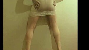 Crossdresser Maria In White Nylon Panty And High Heels - Oh, What Sexy Fetish Fun!