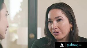 Petite Asian Avery Black Rewards Caring Karlee Grey with Interracial Lesbian Pussy Licking and Rough Scissoring!