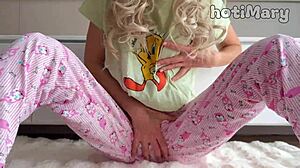 the skinny schoolgirl with small tits masturbated by fingering her wet pussy until a big squirt of cum erupted