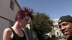 Punk Babe in Fishnets Strips Before Blacked Pussy Action