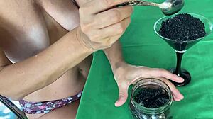 Mature Stepmom Milking Huge Breeding Bull Balls In Food Fetish Play