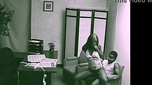 So this black couple was secretly banging with blowjobs and cumshots during their office meeting, caught on hidden cam.