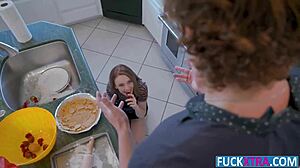 Madi Collins Takes Big Chocolate Cock In Kitchen Blowjob And Rough Doggystyle Sex