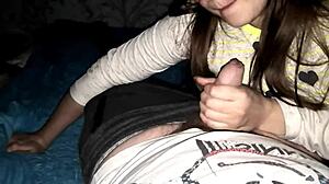 ever had a stranger at a party give you a close-up blowjob? this sexy bbw girlfriend does handjob pov with her friend watching!