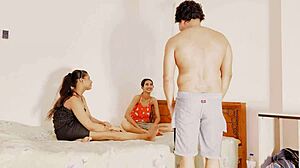 I share my girlfriend in threesome anal fuck with best friend. We deepthroat her cute face and squirt on tight pussy.