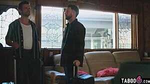 Travel buddies double penetrate horny Asian milf Ember Snow in motel