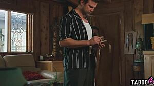 Travel buddies double penetrate horny Asian milf Ember Snow in motel