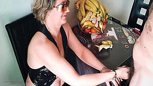 Blonde nymphomaniac stepmom gets fucked doggystyle in homemade French roleplay