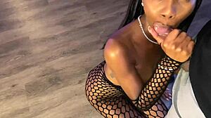 I Feel So Thrilled with Slim Ebony Taking Deepthroat Cumshot and Facial from Big Black Cock