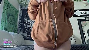 petite 18yo latina amateur rubs her huge meaty pussy lips while masturbating in panties