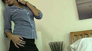 clamped nipples british mature lady fingers herself in lingerie on bed. she moans softly reaching orgasm.