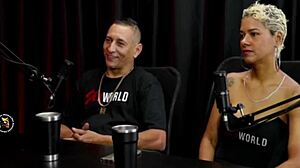 mature amateur shows off cute desk setup at home with old shoes in intriguing brown eyes moment