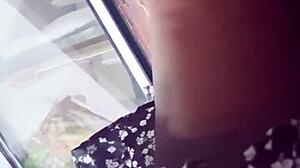 Look at that upskirt in the store under her skirt while spying