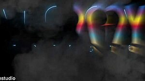 How does slut Yessica Bunny push candy from her asshole before enjoying double anal penetration with three big cocks?