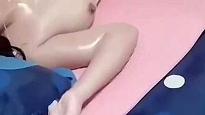Asian Teen 18+ Receives Oily Belly Massage Leading to Passionate Blowjob and Pussy Fucking with Cum