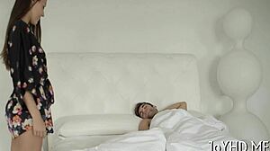 J floozy in a sucking session with blowjob and doggystyle fucking on small tits