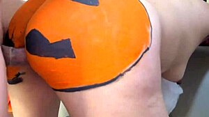 Milf Stepmom Begs for Pumpkin Penetration on Halloween!