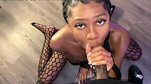 I Feel So Thrilled with Slim Ebony Taking Deepthroat Cumshot and Facial from Big Black Cock