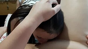 Step Sister Secretly Licks My Pussy in Bed