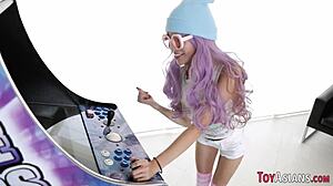 little asian skank with small tits rides monster cock hard!