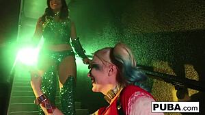 poison ivy sticks a bat up harleys ass in lesbian fun