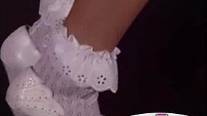 lesbians enjoy 90s threeway with anal toys and fingering in vintage group scene