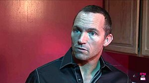 a guy takes control over chained busty blonde in intense bathroom scene