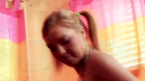 An 18 year old cheerleader in miniskirt feels every inch of her step dad's hard cock. She swallows cum in this old and young taboo scene with Ally Kay.